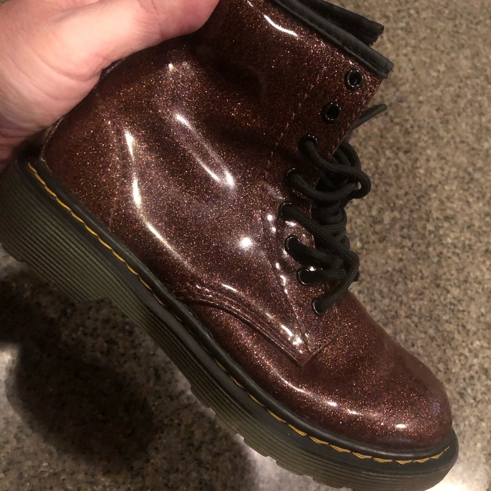 Dr Martens 8-lit Boot. Size 1. Sparkle dark Maroon. 1460 Glitter J.